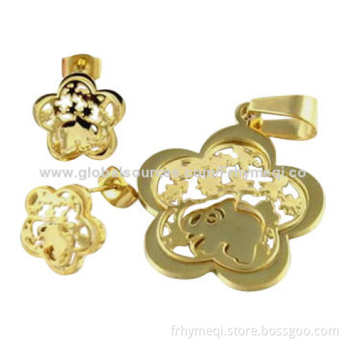 Flower-shaped Stainless Steel Jewelry Sets, Unique Fashion Jewelry, Good Quality